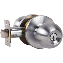 Falcon - 1-3/8 to 1-7/8" Door Thickness, Satin Chrome Entrance Knob Lockset - 2-3/4" Back Set, Stainless Steel, 6 Pin C Keyway Cylinder - All Tool & Supply