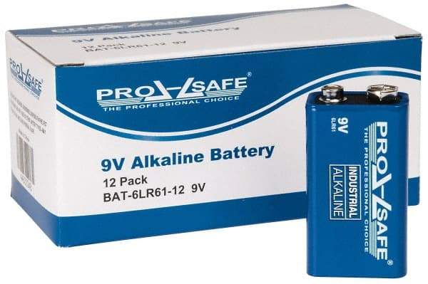 PRO-SAFE - Size 9V, Alkaline, Standard Battery - 9 Volts, Miniature Snap Terminal, 6LR61 - All Tool & Supply