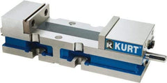 Kurt - 4" Jaw Width, 6" Jaw Opening Capacity, Horizontal Stationary Machine Vise - Manual Operation, 7,500 Lb Capacity, 1 Station, 14.16" Long x 3.4900" High x 1-15/64" Deep, 1.235" Jaw Height, Ductile Iron - All Tool & Supply