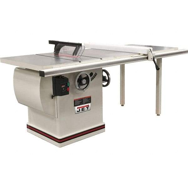 Jet - 12" Blade Diam, 1" Arbor Diam, 1 Phase Table Saw - 5 hp, 86" Wide x 32" Deep x 42" High, 230 Volt, 4" Cutting Depth - All Tool & Supply