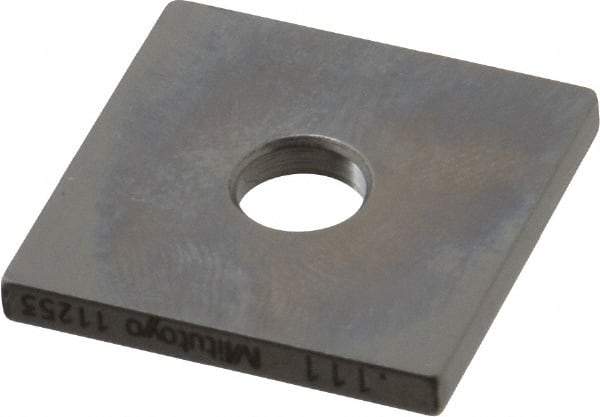 Mitutoyo - 0.111" Square Steel Gage Block - Accuracy Grade 0, Includes Certificate of Inspection - All Tool & Supply