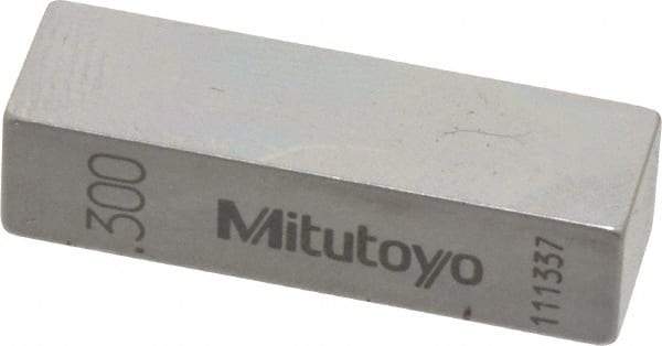 Mitutoyo - 0.3" Rectangular Steel Gage Block - Accuracy Grade AS-1, Includes Certificate of Inspection - All Tool & Supply