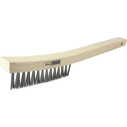 V-Groove Hand Wire Scratch Brush, .012 Steel Fill, Curved Handle, 3 × 19 Rows - All Tool & Supply