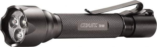 Coast Cutlery - White, Red, Blue LED Bulb, 125 Lumens, Industrial/Tactical Flashlight - Black Aluminum Body, 2 AA Batteries Included - All Tool & Supply