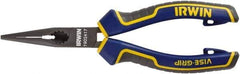 Irwin - 6" OAL, 7/16" Jaw Length x 2" Jaw Width, Long Nose Side Cutting Pliers - Serrated Jaw, Standard Head, Comfort Grip Handles - All Tool & Supply