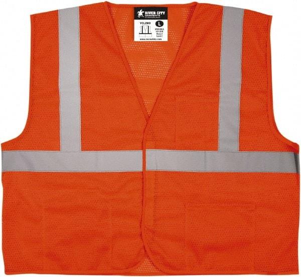 MCR Safety - Size XL Flame Hi-Viz Orange Mesh General Purpose Vest - 25.4" Chest, ANSI 107-2015, Hook & Loop Closure, 3 Pockets, Polyester - All Tool & Supply