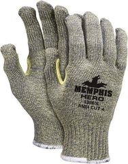 MCR Safety - Size M (8), ANSI Cut Lvl 4, HPPE Fiber/Kevlar/Stainless Steel Cut Resistant Gloves - 9.5" Long, Slip-On Cuff, Yellow/Green, Paired - All Tool & Supply