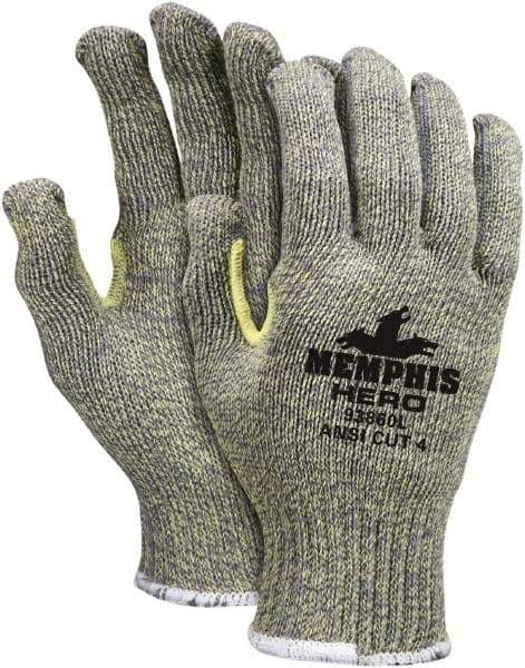 MCR Safety - Size XS (6), ANSI Cut Lvl 4, HPPE Fiber/Kevlar/Stainless Steel Cut Resistant Gloves - 9.5" Long, Slip-On Cuff, Yellow/Green, Paired - All Tool & Supply