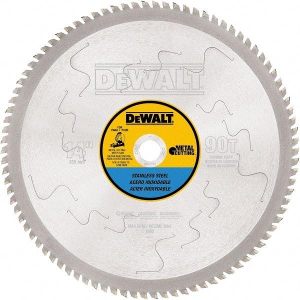 DeWALT - 14" Diam, 1" Arbor Hole Diam, 90 Tooth Wet & Dry Cut Saw Blade - Carbide-Tipped, Standard Round Arbor - All Tool & Supply