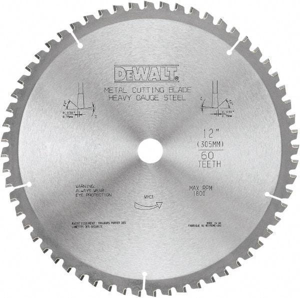 DeWALT - 12" Diam, 1" Arbor Hole Diam, 60 Tooth Wet & Dry Cut Saw Blade - Carbide-Tipped, Standard Round Arbor - All Tool & Supply