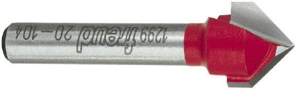 Freud - 1/2" Cut Diam, 7/16" Length of Cut, 0 Flute V-Groove Edge Profile Router Bit - Carbide-Tipped, 1/4" Shank Diam, 1-3/4" OAL, Proprietary Coating - All Tool & Supply