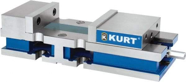 Kurt - 8" Jaw Width, 10-1/4" Jaw Opening Capacity, Horizontal Stationary Machine Vise - Manual Operation, 1 Station, 24" Long x 6" High x 1" Deep, 6" Jaw Height, 100 Lb Max Clamp Force, Ductile Iron - All Tool & Supply