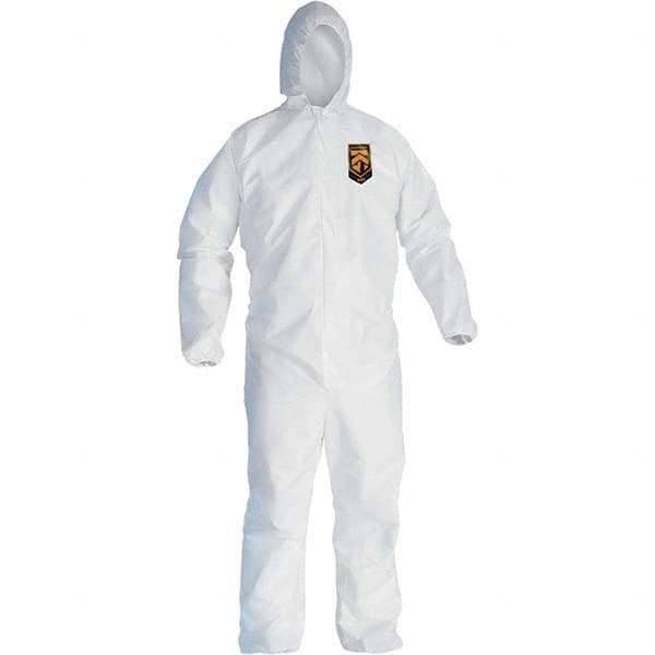 KleenGuard - Size XL Film Laminate General Purpose Coveralls - White, Zipper Closure, Elastic Cuffs, Elastic Ankles, Serged Seams - All Tool & Supply