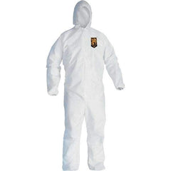 KleenGuard - Size S Film Laminate General Purpose Coveralls - White, Zipper Closure, Elastic Cuffs, Elastic Ankles, Serged Seams - All Tool & Supply