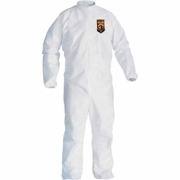 KleenGuard - Size XL Film Laminate General Purpose Coveralls - White, Zipper Closure, Elastic Cuffs, Elastic Ankles, Serged Seams - All Tool & Supply