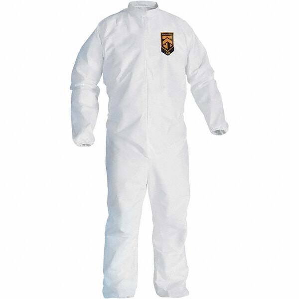 KleenGuard - Size M Film Laminate General Purpose Coveralls - White, Zipper Closure, Elastic Cuffs, Elastic Ankles, Serged Seams - All Tool & Supply