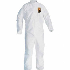 KleenGuard - Size M Film Laminate General Purpose Coveralls - White, Zipper Closure, Elastic Cuffs, Elastic Ankles, Serged Seams - All Tool & Supply