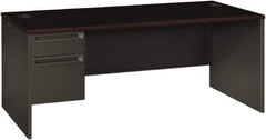 Hon - Steel-Reinforced High-Pressure Laminate Left Pedestal Desk - 72" Wide x 36" Deep x 29-1/2" High, Mahogany/Charcoal - All Tool & Supply