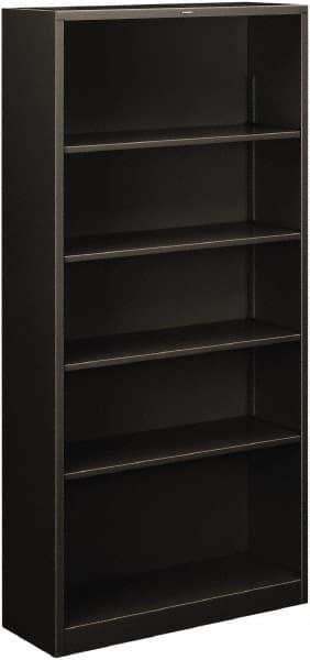 Hon - 5 Shelf, 71" High x 34-1/2" Wide Bookcase - 12-5/8" Deep, Steel, Charcoal - All Tool & Supply