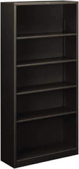 Hon - 5 Shelf, 71" High x 34-1/2" Wide Bookcase - 12-5/8" Deep, Steel, Charcoal - All Tool & Supply