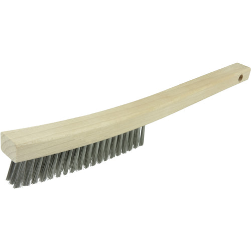 Plater's Brush, Stainless Steel Fill, 3 × 19 Rows, Curved Handle - All Tool & Supply