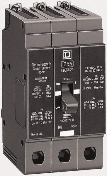 Square D - 60 Amp, 480Y/277 V, 3 Pole, Bolt On Molded Case Circuit Breaker - 35 kA Breaking Capacity, 12, 14 AWG, 4.05 Inch Deep x 5.66 Inch High x 2.94 Inch Wide - All Tool & Supply