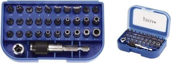 VEGA Industries - 32 Piece, 1/4" Drive Screwdriver Tamperproof Bit Set - Tamperproof #2 & #3 Phillips, Tamperproof 5/64 to 5/16" Hex, Tamperproof T5 to T40 Torx - All Tool & Supply