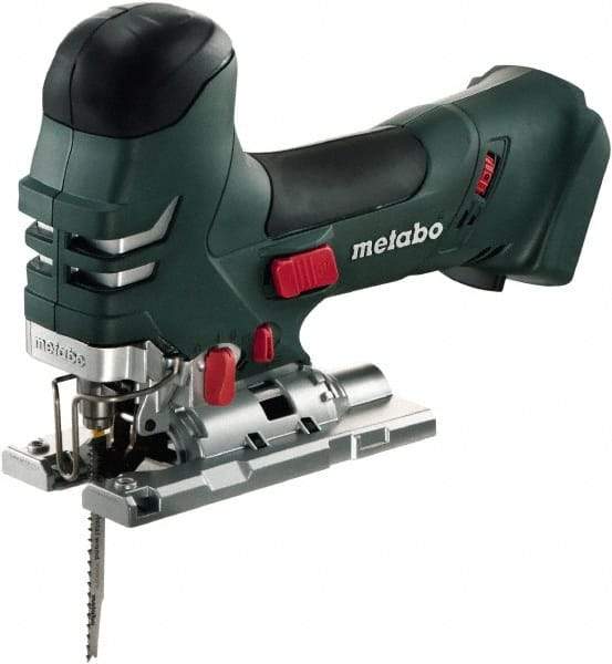 Metabo - 18 Volt, 3,000 SPM, 5-1/4" Stroke Length, Lithium-Ion Cordless Jigsaw - 45° Cutting Angle, Series M18 - All Tool & Supply