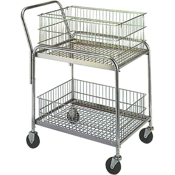 Wesco Industrial Products - 200 Lb Capacity, 20" Wide x 33" Long x 37-1/2" High Mail Cart - 2 Shelf, Steel, Hard Rubber Casters - All Tool & Supply