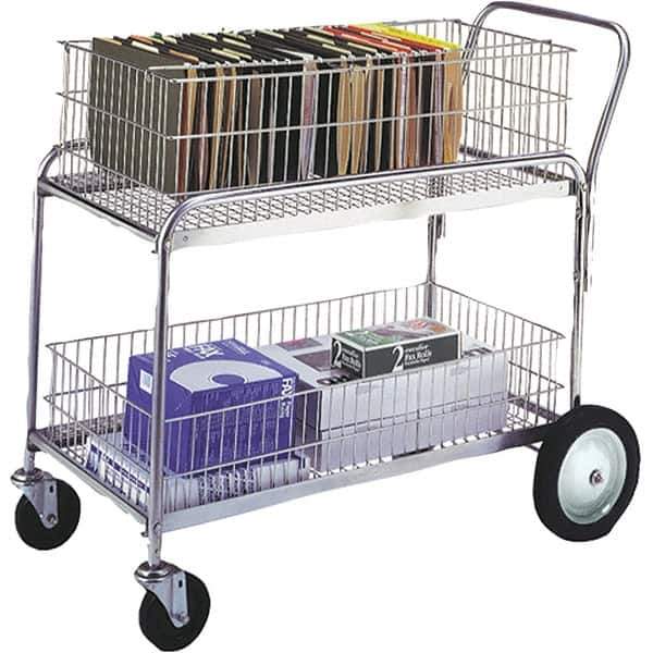 Wesco Industrial Products - 250 Lb Capacity, 36" Wide x 11" Long x 17-1/4" High Mail Cart - 2 Shelf, Steel, Hard Rubber Casters - All Tool & Supply