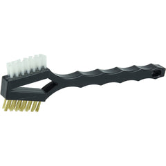 Double Sided V-Shape Scratch Brush, .006 Brass and .016 White Nylon Fill, Plastic Block, 3 × 7 Rows - All Tool & Supply