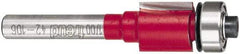 Freud - 1/2" Cut Diam, 1/2" Length of Cut, 8 Flute Flush Trim Edge Profile Router Bit - Carbide-Tipped, 1/4" Shank Diam, 2-1/8" OAL, Proprietary Coating - All Tool & Supply