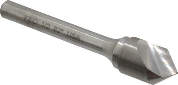 Keo - 1/2" Head Diam, 1/4" Shank Diam, 1 Flute 82° Solid Carbide Countersink - All Tool & Supply