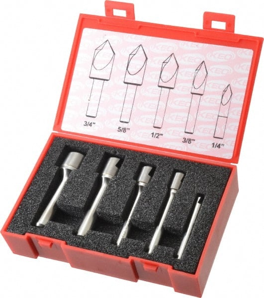 Keo - 5 Piece, 1/4 to 3/4" Head Diam, 90° Included Angle, Single End Countersink Set - All Tool & Supply