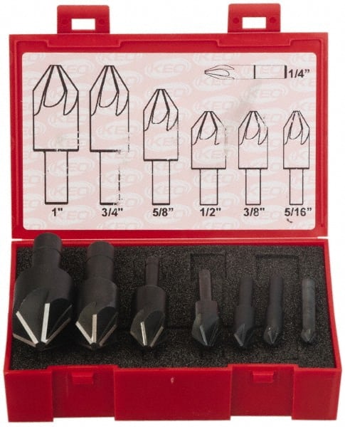 Keo - 7 Piece, 1/4 to 1" Head Diam, 90° Included Angle, Single End Countersink Set - All Tool & Supply