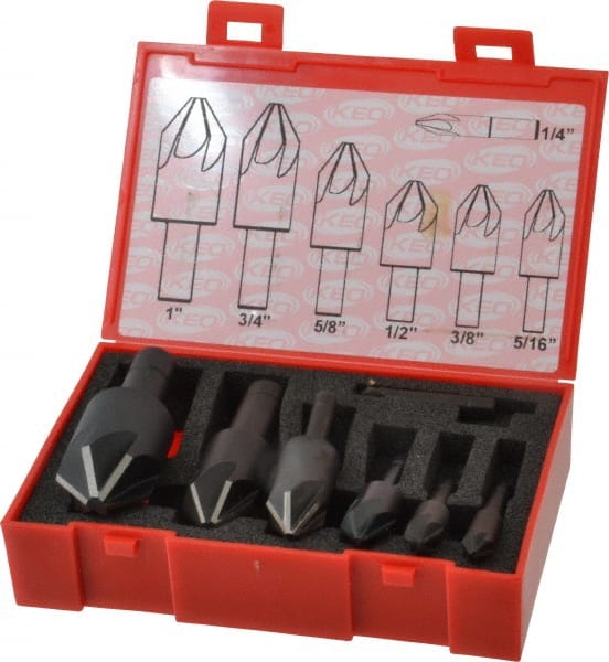 Keo - 7 Piece, 1/4 to 1" Head Diam, 82° Included Angle, Single End Countersink Set - All Tool & Supply