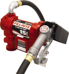 Tuthill - 15 GPM, 3/4" Hose Diam, DC Tank Pump with Manual Nozzle - 1" Inlet, 3/4" Outlet, 12 Volts, 12' Hose Length, 1/4 hp - All Tool & Supply