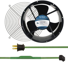 Made in USA - 115 Volts, AC, 600 CFM, Round Tube Axial Fan Kit - 0.22/0.24 Amp Rating, Includes Fan, Fan Guard, 254mm High x 254mm Wide x 89mm Deep, Thermostatically Controlled Fan Cord - All Tool & Supply