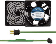 Made in USA - 115 Volts, AC, 80 CFM, Square Tube Axial Fan Kit - 0.18 Amp Rating, 120mm High x 120mm Wide x 38.5mm Deep, Includes Fan, Fan Filter, Thermostatically Controlled Fan Cord - All Tool & Supply