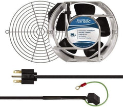 Made in USA - 230 Volts, AC, 240 CFM, Oval Tube Axial Fan Kit - 0.12/0.16 Amp Rating, 151mm High x 172mm Wide x 51mm Deep, Includes Fan, Fan Guard, Fan Cord - All Tool & Supply