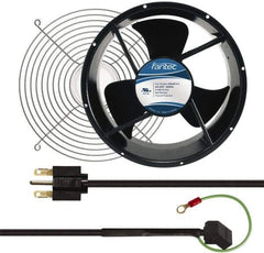 Made in USA - 230 Volts, AC, 600 CFM, Round Tube Axial Fan Kit - 0.16/0.14 Amp Rating, 254mm High x 254mm Wide x 89mm Deep, Includes Fan, Fan Filter, Fan Cord - All Tool & Supply