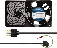 Made in USA - 230 Volts, AC, 103 CFM, Square Tube Axial Fan Kit - 0.12 Amp Rating, 120mm High x 120mm Wide x 38.5mm Deep, Includes Fan, Fan Guard, Fan Cord - All Tool & Supply