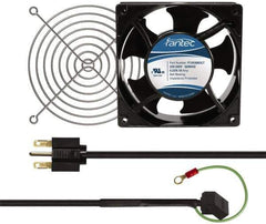 Made in USA - 230 Volts, AC, 103 CFM, Square Tube Axial Fan Kit - 0.12 Amp Rating, 120mm High x 120mm Wide x 38.5mm Deep, Includes Fan, Fan Filter, Fan Cord - All Tool & Supply