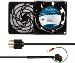 Made in USA - 230 Volts, AC, 32 CFM, Square Tube Axial Fan Kit - 0.06/0.05 Amp Rating, 3.15" High x 3" Wide x 38.5mm Deep, Includes Fan, Fan Guard, Fan Cord - All Tool & Supply