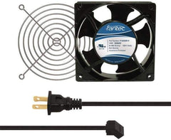 Value Collection - 115 Volts, AC, 103 CFM, Square Tube Axial Fan Kit - 0.26 Amp Rating, 120mm High x 120mm Wide x 38.5mm Deep, Includes Fan, Fan Guard, Fan Cord - All Tool & Supply