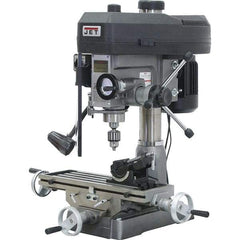 Jet - 1 Phase, 15-7/8" Swing, Step Pulley Mill Drill Combination - 9-1/2" Table Length x 32-1/4" Table Width, 14" Longitudinal Travel, 6" Cross Travel, 12 Spindle Speeds, 2 hp, 115/230 Volts - All Tool & Supply