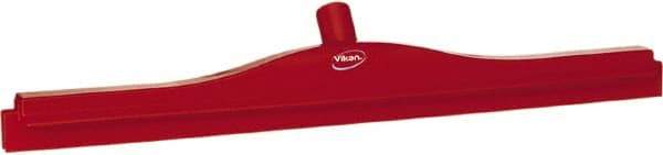 Vikan - 24" Rubber Blade Floor Squeegee - Double Edge, Red, Plastic Holder - All Tool & Supply