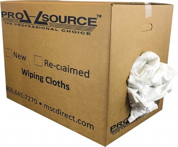 PRO-SOURCE - Cotton Reclaimed Rags - White, Sheeting, Lint Free, 50 Lbs. at 3 to 5 per Pound, Box - All Tool & Supply