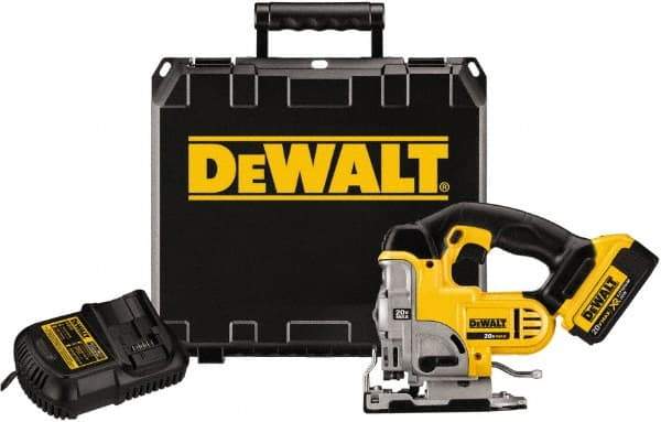 DeWALT - 20 Volt, 3,000 SPM, 1" Stroke Length, Lithium-Ion Cordless Jigsaw - 90° Cutting Angle, Series 20V MAX Battery Included - All Tool & Supply