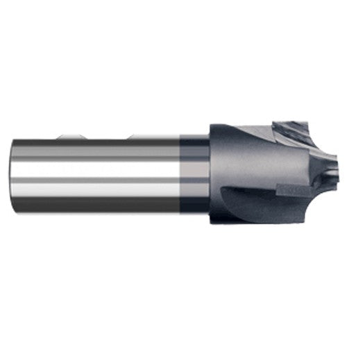 0.3750″ (3/8″) Radius × 0.4060″ (13/32″) Pilot Diameter Carbide Tipped 5° Flare Corner Rounding End Mill, 3 Flutes, AlTiN Coated - Exact Industrial Supply